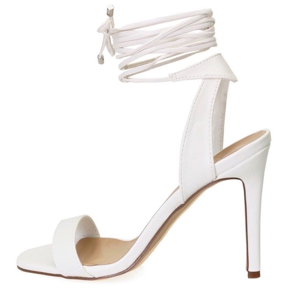 Shoes - White Laceup Heel